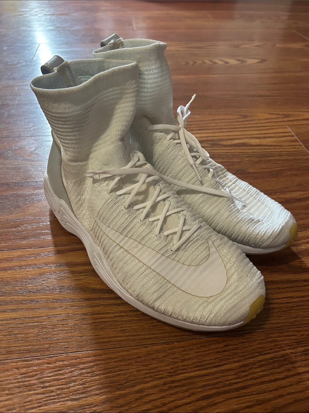 EUC Nike High Top Zoom Mercurial XI FK Flyknit Wolf Grey 844626-100 Sz 11 US